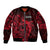 French Polynesia Tahiti Sleeve Zip Bomber Jacket Polynesian Shark Tattoo With Hibiscus Red Version LT14 Unisex Red - Polynesian Pride