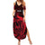 French Polynesia Tahiti Summer Maxi Dress Polynesian Shark Tattoo With Hibiscus Red Version LT14 Women Red - Polynesian Pride