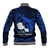 French Polynesia Tahiti Baseball Jacket Polynesian Shark Tattoo With Hibiscus Blue Version LT14 - Polynesian Pride