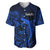 French Polynesia Tahiti Baseball Jersey Polynesian Shark Tattoo With Hibiscus Blue Version LT14 Blue - Polynesian Pride