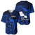 French Polynesia Tahiti Baseball Jersey Polynesian Shark Tattoo With Hibiscus Blue Version LT14 - Polynesian Pride