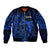 French Polynesia Tahiti Bomber Jacket Polynesian Shark Tattoo With Hibiscus Blue Version LT14 Unisex Blue - Polynesian Pride