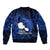 French Polynesia Tahiti Bomber Jacket Polynesian Shark Tattoo With Hibiscus Blue Version LT14 - Polynesian Pride