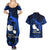 French Polynesia Tahiti Couples Matching Summer Maxi Dress and Hawaiian Shirt Polynesian Shark Tattoo With Hibiscus Blue Version LT14 - Polynesian Pride