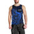 French Polynesia Tahiti Men Tank Top Polynesian Shark Tattoo With Hibiscus Blue Version LT14 - Polynesian Pride