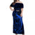 French Polynesia Tahiti Off Shoulder Maxi Dress Polynesian Shark Tattoo With Hibiscus Blue Version LT14 Women Blue - Polynesian Pride