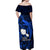 French Polynesia Tahiti Off Shoulder Maxi Dress Polynesian Shark Tattoo With Hibiscus Blue Version LT14 - Polynesian Pride