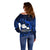 French Polynesia Tahiti Off Shoulder Sweater Polynesian Shark Tattoo With Hibiscus Blue Version LT14 - Polynesian Pride