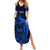 French Polynesia Tahiti Summer Maxi Dress Polynesian Shark Tattoo With Hibiscus Blue Version LT14 Women Blue - Polynesian Pride