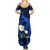 French Polynesia Tahiti Summer Maxi Dress Polynesian Shark Tattoo With Hibiscus Blue Version LT14 - Polynesian Pride