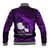 French Polynesia Tahiti Baseball Jacket Polynesian Shark Tattoo With Hibiscus Purple Version LT14 - Polynesian Pride