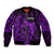 French Polynesia Tahiti Bomber Jacket Polynesian Shark Tattoo With Hibiscus Purple Version LT14 Unisex Purple - Polynesian Pride