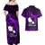 French Polynesia Tahiti Couples Matching Off Shoulder Maxi Dress and Hawaiian Shirt Polynesian Shark Tattoo With Hibiscus Purple Version LT14 - Polynesian Pride