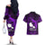 French Polynesia Tahiti Couples Matching Off The Shoulder Long Sleeve Dress and Hawaiian Shirt Polynesian Shark Tattoo With Hibiscus Purple Version LT14 - Polynesian Pride