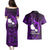 French Polynesia Tahiti Couples Matching Puletasi Dress and Hawaiian Shirt Polynesian Shark Tattoo With Hibiscus Purple Version LT14 - Polynesian Pride