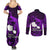 French Polynesia Tahiti Couples Matching Summer Maxi Dress and Long Sleeve Button Shirts Polynesian Shark Tattoo With Hibiscus Purple Version LT14 - Polynesian Pride