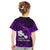 French Polynesia Tahiti Kid T Shirt Polynesian Shark Tattoo With Hibiscus Purple Version LT14 - Polynesian Pride