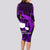 French Polynesia Tahiti Long Sleeve Bodycon Dress Polynesian Shark Tattoo With Hibiscus Purple Version LT14 - Polynesian Pride