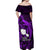 French Polynesia Tahiti Off Shoulder Maxi Dress Polynesian Shark Tattoo With Hibiscus Purple Version LT14 - Polynesian Pride