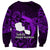 French Polynesia Tahiti Sweatshirt Polynesian Shark Tattoo With Hibiscus Purple Version LT14 - Polynesian Pride