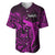 French Polynesia Tahiti Baseball Jersey Polynesian Shark Tattoo With Hibiscus Pink Version LT14 Pink - Polynesian Pride