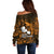 French Polynesia Tahiti Off Shoulder Sweater Polynesian Shark Tattoo With Hibiscus Red Version LT14 - Polynesian Pride