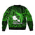 French Polynesia Tahiti Bomber Jacket Polynesian Shark Tattoo With Hibiscus Green Version LT14 - Polynesian Pride