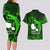 French Polynesia Tahiti Couples Matching Long Sleeve Bodycon Dress and Hawaiian Shirt Polynesian Shark Tattoo With Hibiscus Green Version LT14 - Polynesian Pride