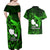 French Polynesia Tahiti Couples Matching Off Shoulder Maxi Dress and Hawaiian Shirt Polynesian Shark Tattoo With Hibiscus Green Version LT14 - Polynesian Pride