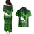 French Polynesia Tahiti Couples Matching Puletasi Dress and Hawaiian Shirt Polynesian Shark Tattoo With Hibiscus Green Version LT14 - Polynesian Pride