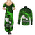 French Polynesia Tahiti Couples Matching Summer Maxi Dress and Long Sleeve Button Shirts Polynesian Shark Tattoo With Hibiscus Green Version LT14 - Polynesian Pride