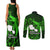 French Polynesia Tahiti Couples Matching Tank Maxi Dress and Long Sleeve Button Shirts Polynesian Shark Tattoo With Hibiscus Green Version LT14 - Polynesian Pride