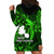 French Polynesia Tahiti Hoodie Dress Polynesian Shark Tattoo With Hibiscus Green Version LT14 - Polynesian Pride