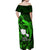 French Polynesia Tahiti Off Shoulder Maxi Dress Polynesian Shark Tattoo With Hibiscus Green Version LT14 - Polynesian Pride