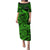 French Polynesia Tahiti Puletasi Polynesian Shark Tattoo With Hibiscus Green Version LT14 Long Dress Green - Polynesian Pride