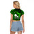 French Polynesia Tahiti Raglan Cropped T Shirt Polynesian Shark Tattoo With Hibiscus Green Version LT14 - Polynesian Pride