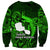 French Polynesia Tahiti Sweatshirt Polynesian Shark Tattoo With Hibiscus Green Version LT14 - Polynesian Pride