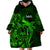 French Polynesia Tahiti Wearable Blanket Hoodie Polynesian Shark Tattoo With Hibiscus Green Version LT14 - Polynesian Pride