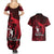 French Polynesia Bora Bora Couples Matching Summer Maxi Dress and Hawaiian Shirt Polynesian Shark Tattoo With Hibiscus Red Version LT14 - Polynesian Pride