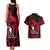 French Polynesia Bora Bora Couples Matching Tank Maxi Dress and Hawaiian Shirt Polynesian Shark Tattoo With Hibiscus Red Version LT14 - Polynesian Pride