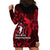 French Polynesia Bora Bora Hoodie Dress Polynesian Shark Tattoo With Hibiscus Red Version LT14 - Polynesian Pride