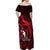 French Polynesia Bora Bora Off Shoulder Maxi Dress Polynesian Shark Tattoo With Hibiscus Red Version LT14 - Polynesian Pride