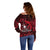 French Polynesia Bora Bora Off Shoulder Sweater Polynesian Shark Tattoo With Hibiscus Red Version LT14 - Polynesian Pride