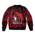 French Polynesia Bora Bora Sleeve Zip Bomber Jacket Polynesian Shark Tattoo With Hibiscus Red Version LT14 - Polynesian Pride