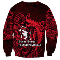 French Polynesia Bora Bora Sweatshirt Polynesian Shark Tattoo With Hibiscus Red Version LT14 - Polynesian Pride