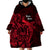 French Polynesia Bora Bora Wearable Blanket Hoodie Polynesian Shark Tattoo With Hibiscus Red Version LT14 - Polynesian Pride