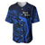 French Polynesia Bora Bora Baseball Jersey Polynesian Shark Tattoo With Hibiscus Blue Version LT14 Blue - Polynesian Pride