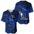 French Polynesia Bora Bora Baseball Jersey Polynesian Shark Tattoo With Hibiscus Blue Version LT14 - Polynesian Pride