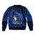 French Polynesia Bora Bora Bomber Jacket Polynesian Shark Tattoo With Hibiscus Blue Version LT14 - Polynesian Pride