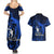 French Polynesia Bora Bora Couples Matching Summer Maxi Dress and Hawaiian Shirt Polynesian Shark Tattoo With Hibiscus Blue Version LT14 - Polynesian Pride